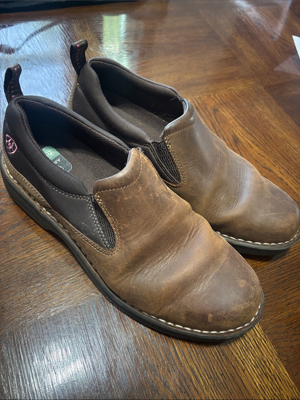 Ariat Brown Slip-On Leather Work Loafers